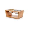 Premium Bamboo Raised Dog Bowl Stand with Four Stainless Steel Bowls for Large Breeds