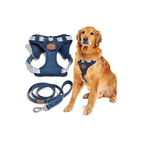 Premium Blue Pebble Dog Harness with Adjustable Leash Medium Size Comfortable