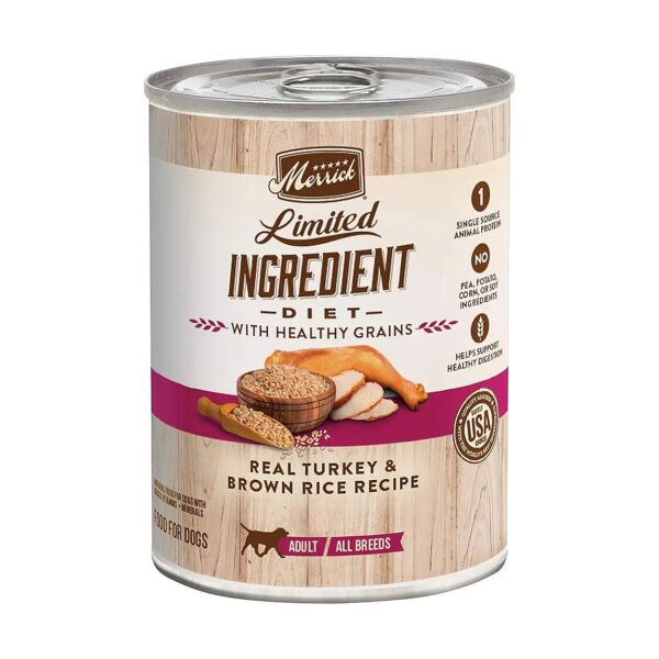 Premium Canned Wet Dog Food with Turkey and Brown Rice Recipe for Adult Dogs