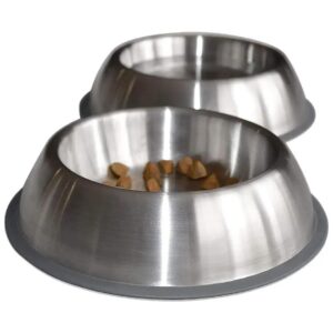 Premium Cat Bowls with Durable Stainless Steel and Anti-Tip Silicone Ring