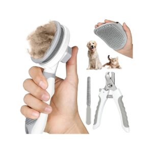 Premium Cat Grooming Kit for Indoor Cats and Dogs - Gentle Brush for Long and Short Hair