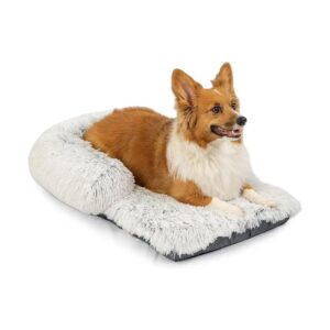 Premium Comfort Dog Bed Crate Mat with Bolster for Head and Neck Support