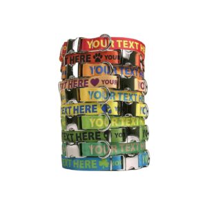 Premium Customizable Dog Collar with Horizontal Text and Metal Buckle Hardware