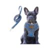 Premium Denim Dog Harness and Leash Set for Medium Dogs Chest 5-19" Baby Blue