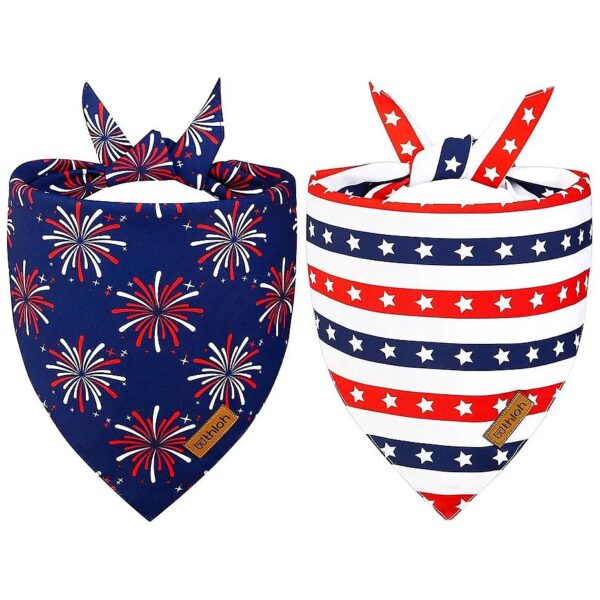 Premium Dog Bandanas with USA Flag Design for Large Medium Small Dogs - Soft and Durable