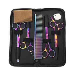 Premium Dog Grooming Scissors Kit with Pet Comb and Cleaning Cloth for Complete Grooming