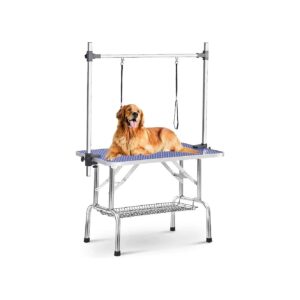 Premium Dog Grooming Table with Folding Design and Adjustable Height Arms for Pet Care