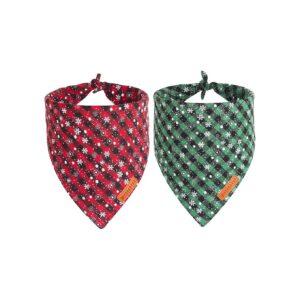 Premium Durable Christmas Bandanas for Medium Large Dogs Pets Classic Plaid Design