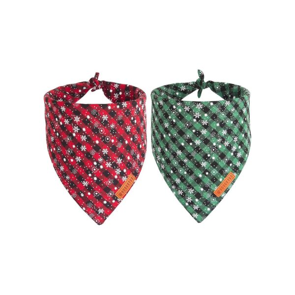 Premium Durable Christmas Bandanas for Medium Large Dogs Pets Classic Plaid Design