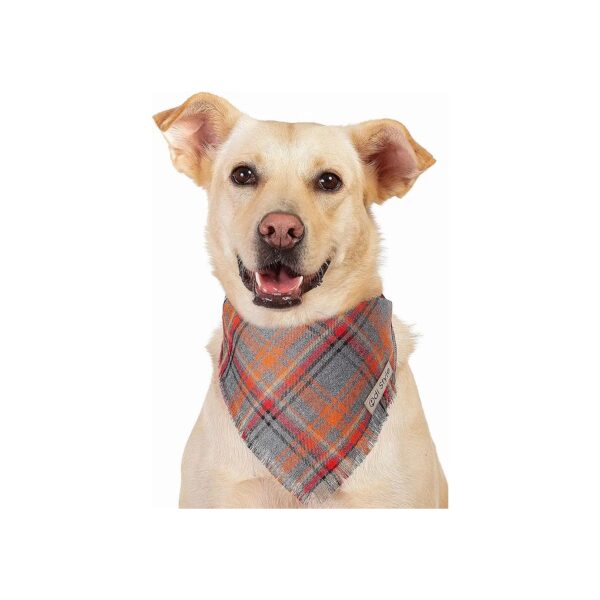 Premium Durable Orange Fall Dog Plaid Bandana Handkerchief Scarf for Large Breed Dogs