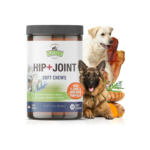 Premium Glucosamine Dog Joint Chews for Pain Relief, Bacon Flavor, 120 Count