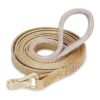 Premium Gold Faux Leather Dog Leash with Bling Rhinestones for Small to Medium Dogs