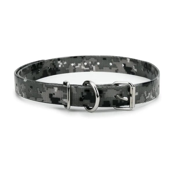 Premium Gray Camo TPU Coated Nylon Dog Collar Strap for Shock and Electric Fences