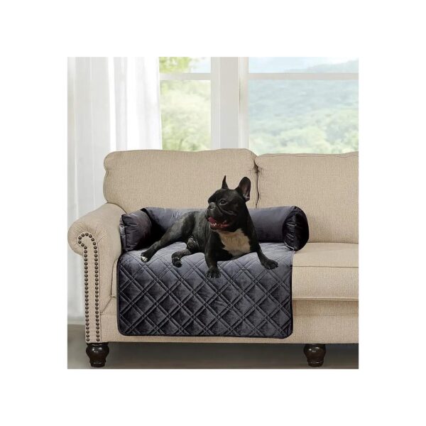 Premium Grey Silky Velvet Pet Sofa Bed with Soft and Plush Cushions