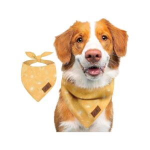 Premium Handmade Dog Bandanas Reversible Pet Scarf for Small Dogs Yellow Sun Small