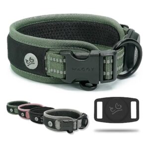 Premium Heavy Duty Airtag Dog Collar with Reflective Stitching and Air Mesh Padding