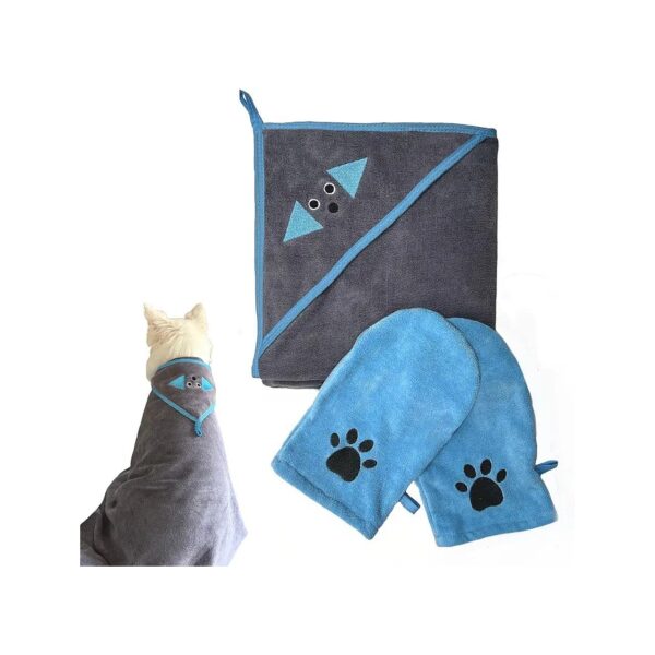 Premium Microfiber Pet Towel and Mitt Set for Cats and Dogs