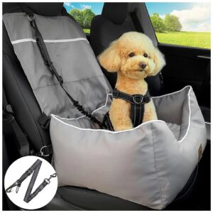 Premium Pet Travel Seat for Front and Back Seats with Detachable Cushion and Dog Leash