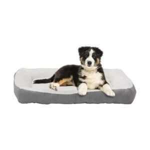 Premium Plush Pet Bed with Low Bolster, 40 x 30 inches, Grey Color