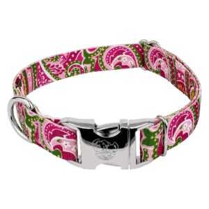 Premium Polyester Pink Paisley Dog Collar with 6 Classy Designs