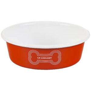 Premium Porcelain Enamel Dog Bowl with 4 Cup Capacity in Vibrant Orange Color