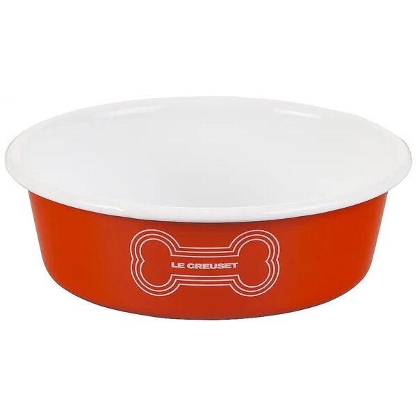 Premium Porcelain Enamel Dog Bowl with 4 Cup Capacity in Vibrant Orange Color