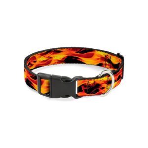 Premium Quality Flames Dog Collar with Comfortable 1 Inch Wide Fabric