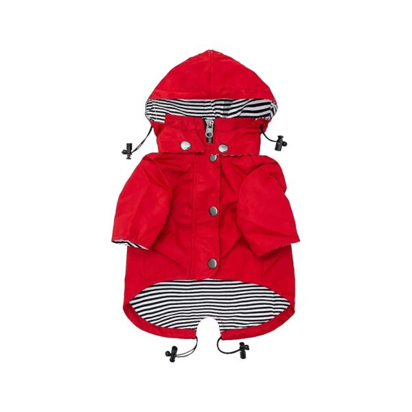 Premium Red Dog Raincoat with Multiple Pockets and Reflective Accents