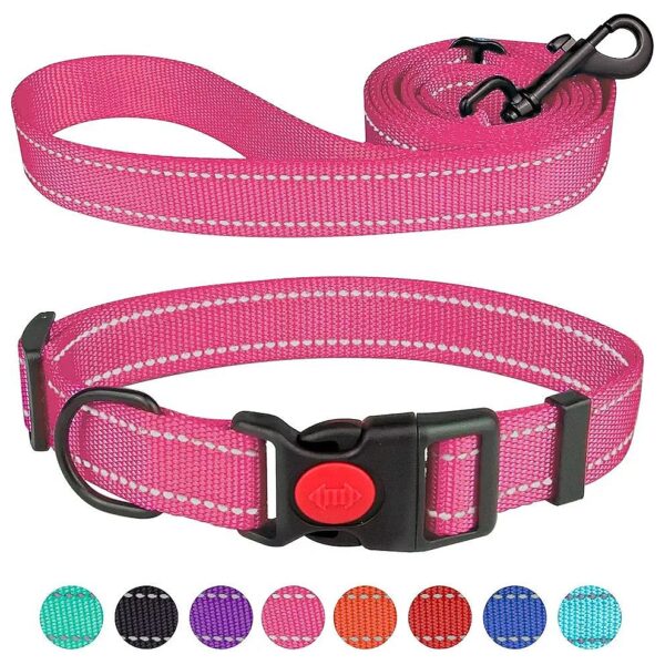 Premium Reflective Dog Collars and Adjustable Leashes for Large Small Medium Dogs