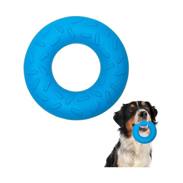 Premium Rubber Donut Dog Chew Toy for Small, Medium, Large Dogs - Promotes Dental Health