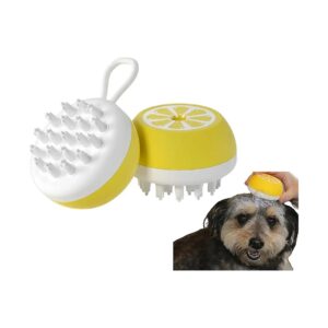 Premium Silicone Dog Cat Bath Brush Yellow for Relaxed Grooming