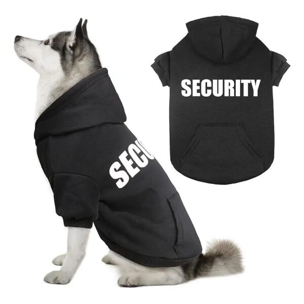 Premium Soft Fleece Dog Hoodie with Pocket and "Security" Print for Large Dogs in XL