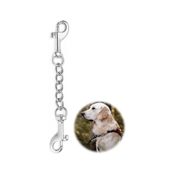 Premium Stainless Steel Dog Collar Safety Backup Clip for Harness Collar Attachment