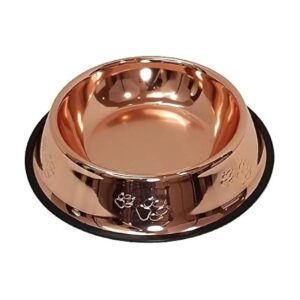 Premium Stainless Steel Non-Slip Pet Food Bowl with Elegant Bronze Finish