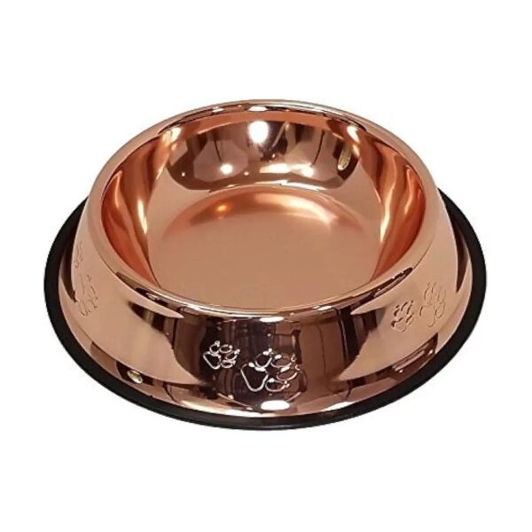 Premium Stainless Steel Non-Slip Pet Food Bowl with Elegant Bronze Finish