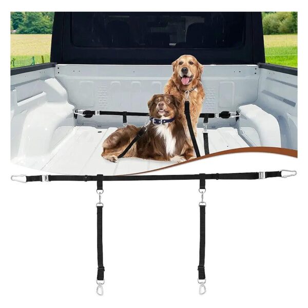 Premium Truck Bed Dog Leash System for Two Large Breeds Up to 150lbs