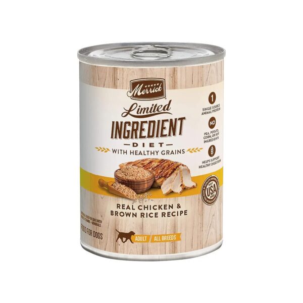 Premium Whole Grain Canned Wet Dog Food with Real Chicken for Adult Dog Support