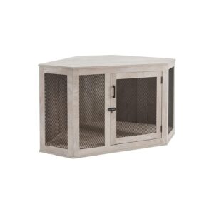 Pretty Grey Corner Dog Kennel TV Stand Furniture for Small Medium Dogs