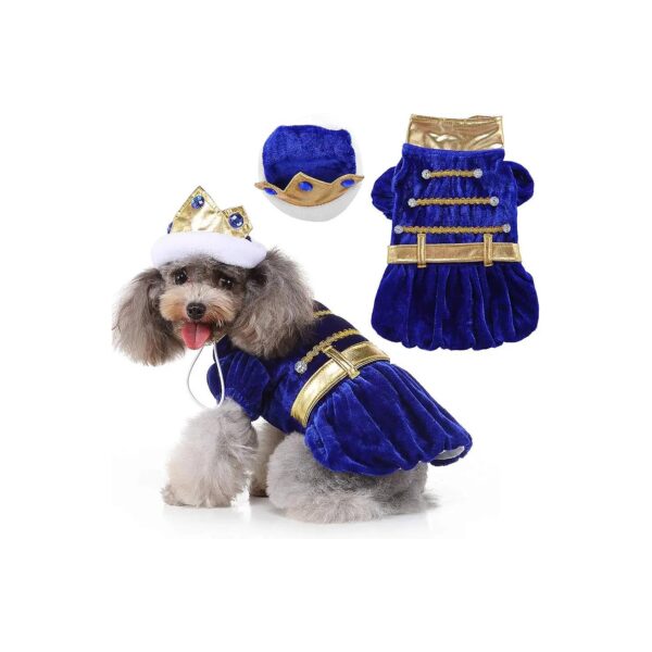 Prince Charming Pink Satin Two-Tone Dog Costume with Jewel Crown for Halloween Birthday