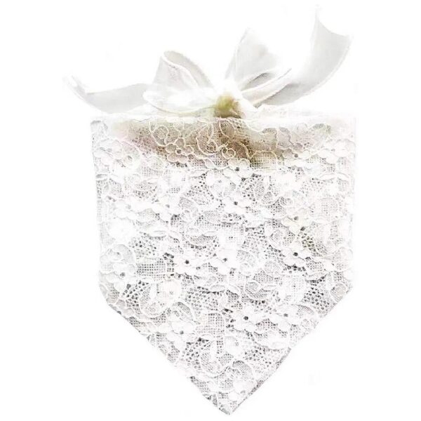 Princess Dog Wedding Bandana White Lace Scarf for Small to Large Breed Dogs