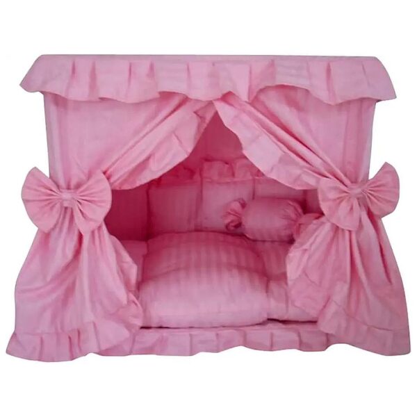 Princess Pink Pet Dog Handmade Bed House with Candy Pillow and 6L x 8W x 6T Dimensions