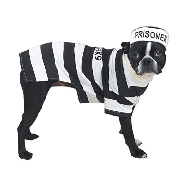 Prison Dog Black and White Costume with Machine Washable Fabric for Dogs