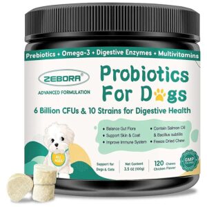 Probiotics for Dogs with 6 Billion CFUs and Prebiotics for Gut Health