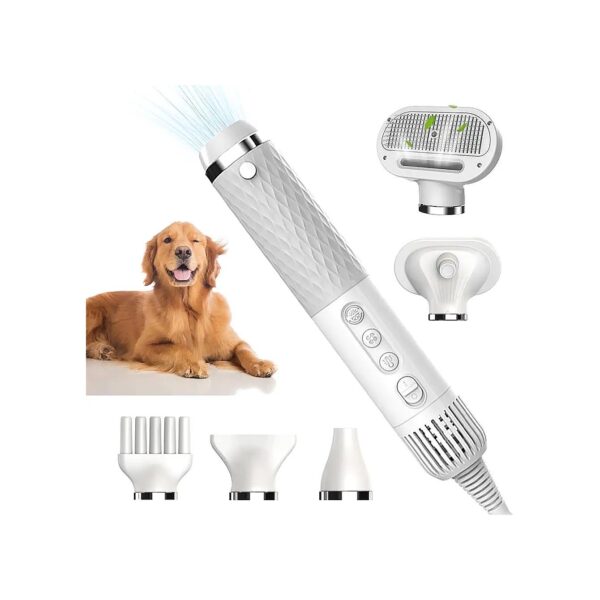 Professional 5-in-1 Dog Hair Dryer with 4 Nozzles and Lightweight Design