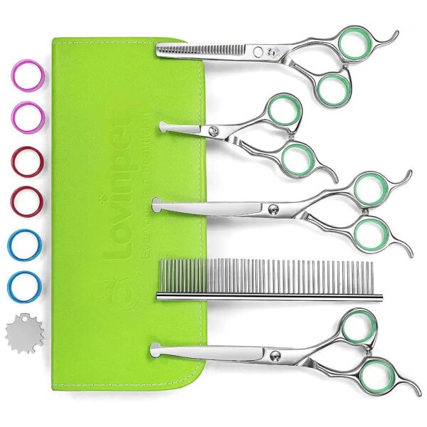 Professional 6 in 1 Dog Grooming Scissors Kit for Safe and Effective Pet Grooming