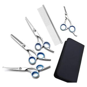 Professional Dog Grooming Kit with Thinning Shears and Curved Scissors for Dogs and Cats