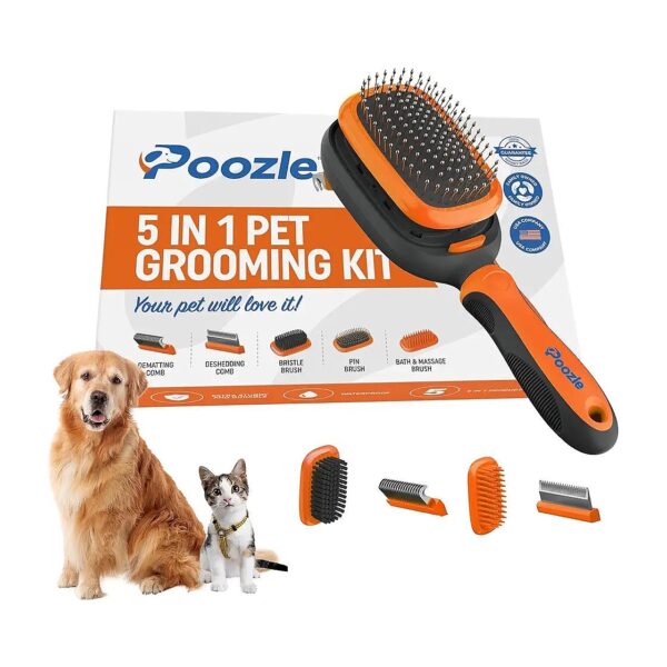 Professional Dog and Cat Grooming Kit with Five Interchangeable Brushes