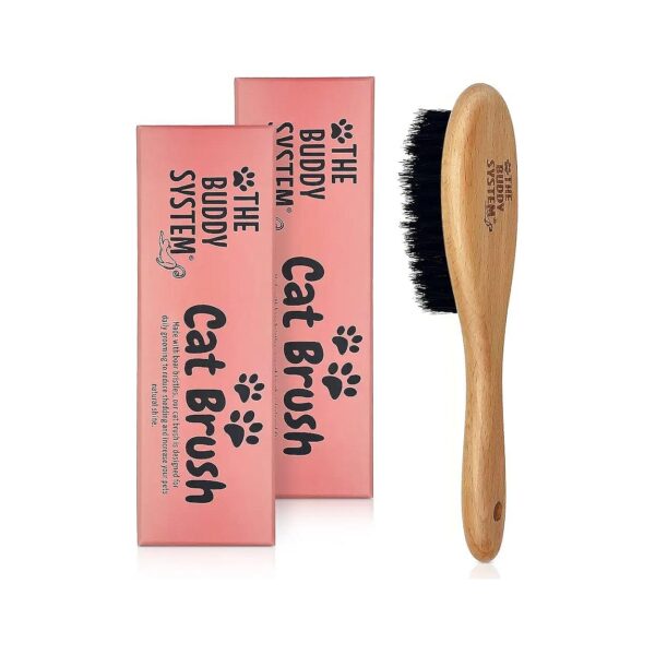 Professional-Grade Cat Brush with Boar Bristles for Healthy Coat and Reduced Shedding