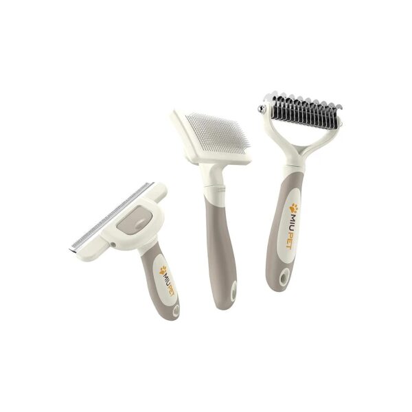 Professional Grooming Kit for Long Haired Dogs with Self-Cleaning Slicker Brush