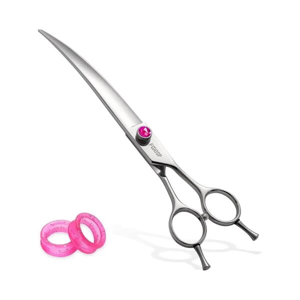 Professional Stainless Steel Curved Dog Grooming Scissors for Poodles and Large Dogs